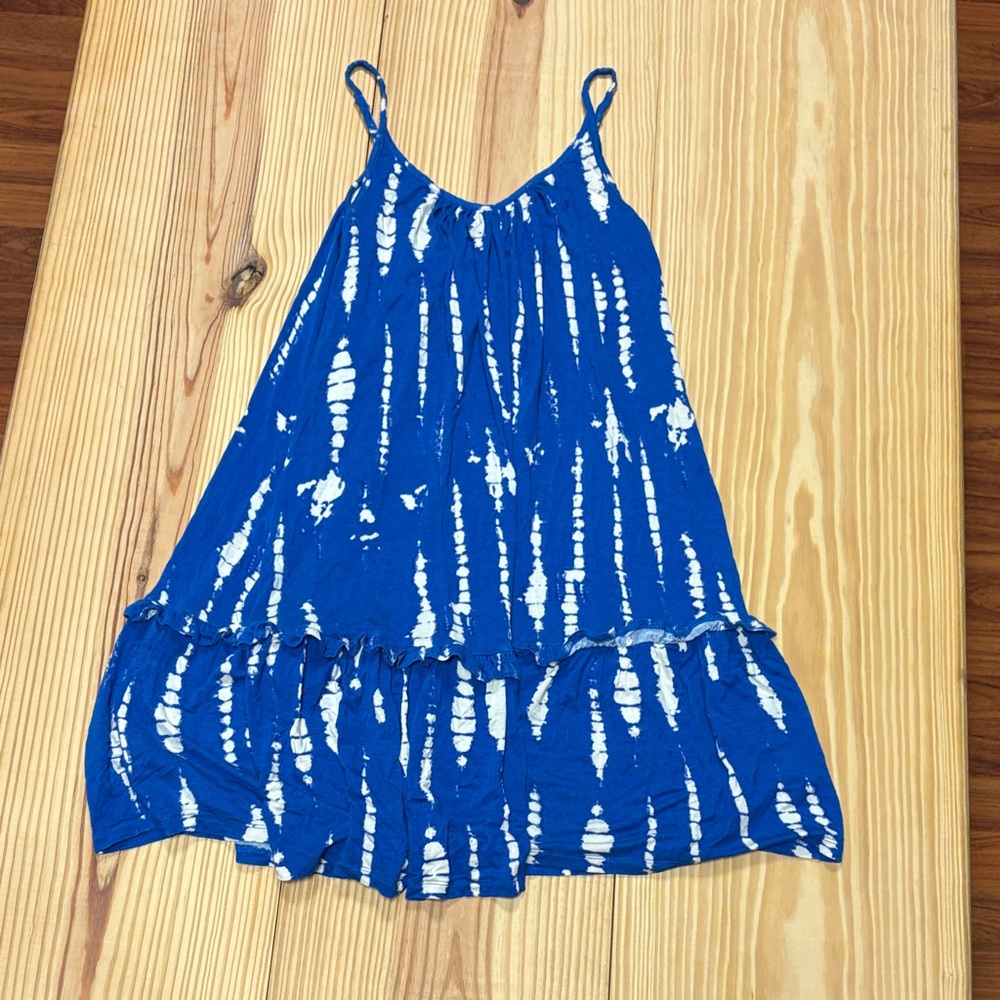 Blue and White Tie-Dye Mini Dress